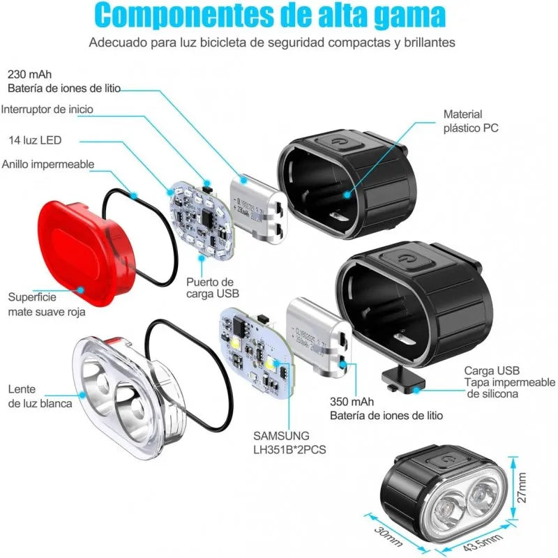Kit d'Éclairage LED Rechargeable USB pour Vélo | MSJ NEXGEN