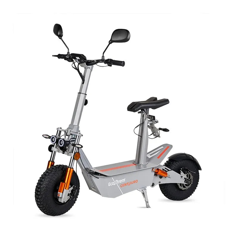 Trottinette électrique Centauro homologuée 2000W / 3000W avec selle & écran LCD XXL (Gris/Orange) - MSJ NEXGEN