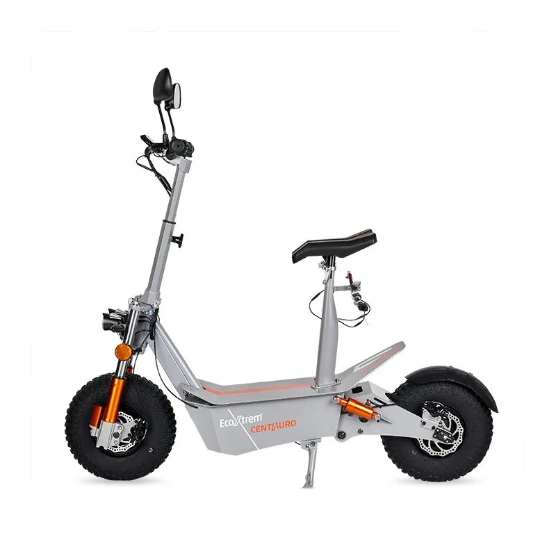 Trottinette électrique Centauro homologuée 2000W / 3000W avec selle & écran LCD XXL (Gris/Orange) - MSJ NEXGEN