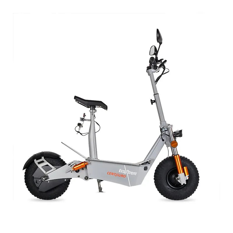 Trottinette électrique Centauro homologuée 2000W / 3000W avec selle & écran LCD XXL (Gris/Orange) - MSJ NEXGEN